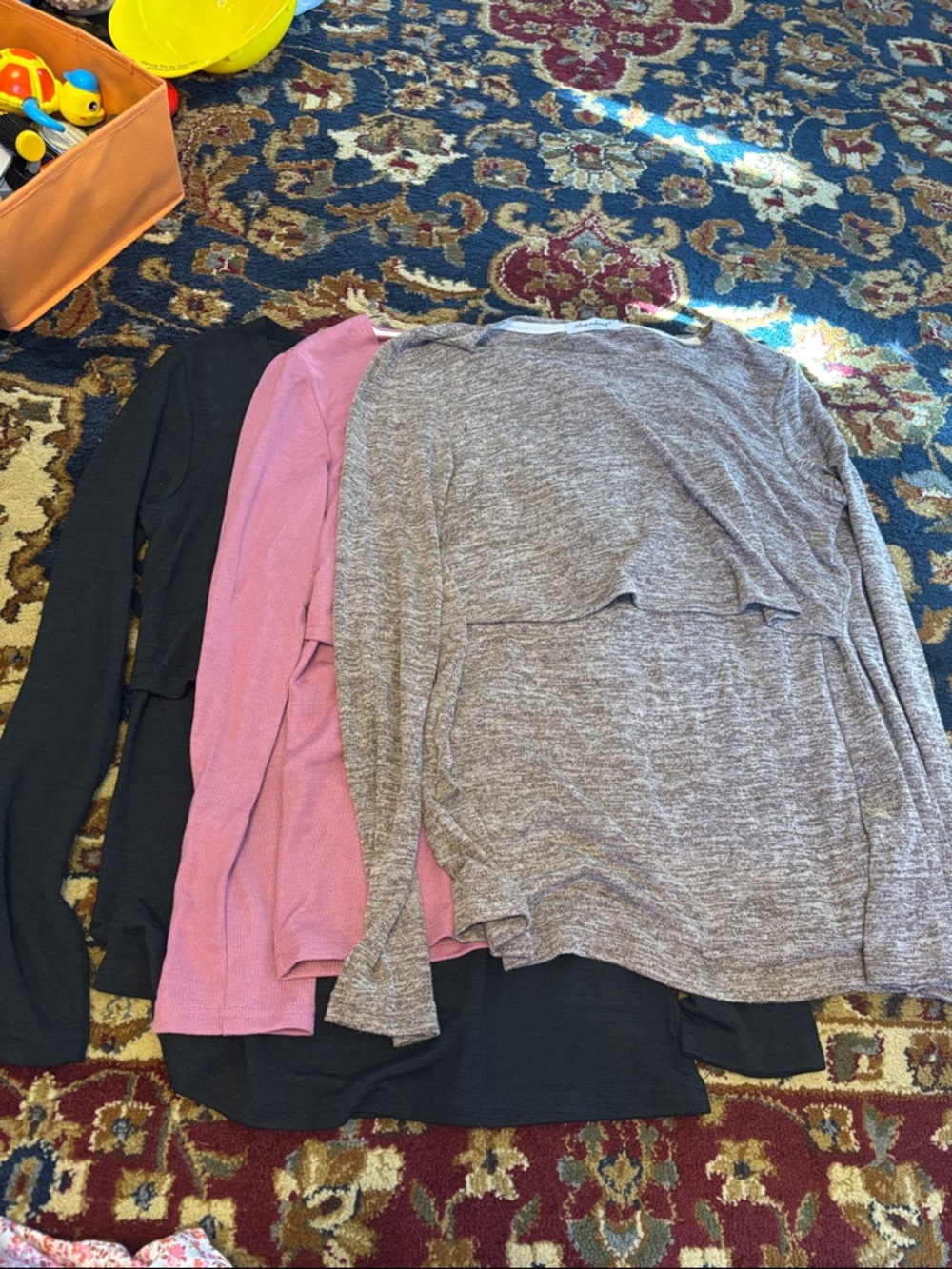Bearsland Nursing Long Sleeve Tees - Black, Pink, Gray 3 Pack